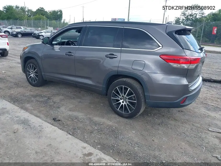 2017 Toyota Highlander Se VIN: 5TDKZRFH2HS508902 Lot: 45664889