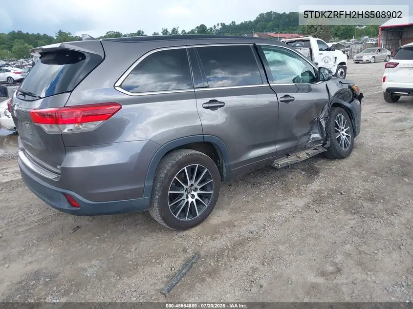 2017 Toyota Highlander Se VIN: 5TDKZRFH2HS508902 Lot: 45664889