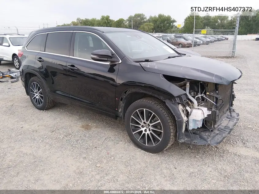 2017 Toyota Highlander Se VIN: 5TDJZRFH4HS407372 Lot: 45682472