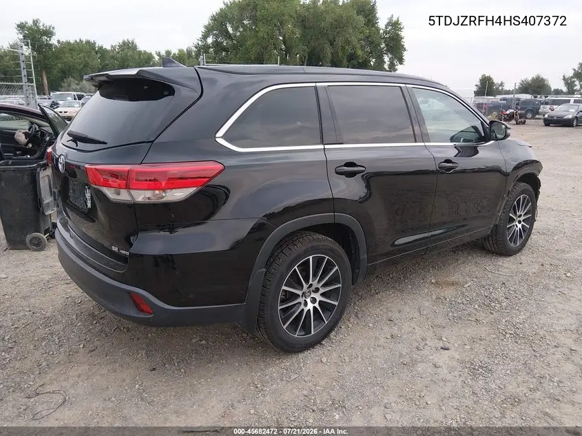 2017 Toyota Highlander Se VIN: 5TDJZRFH4HS407372 Lot: 45682472
