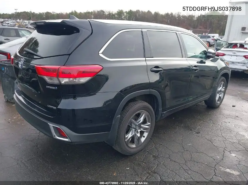 5TDDGRFH9JS037898 2018 Toyota Highlander Hybrid Limited Platinum