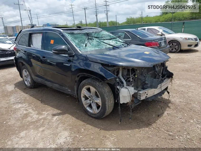 2018 Toyota Highlander Hybrid Limited VIN: 5TDDGRFH4JS042975 Lot: 45178701