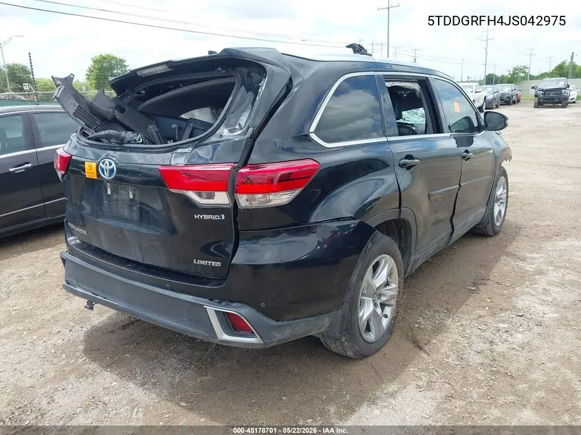 2018 Toyota Highlander Hybrid Limited VIN: 5TDDGRFH4JS042975 Lot: 45178701