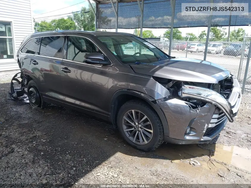 2018 Toyota Highlander Xle VIN: 5TDJZRFH8JS542313 Lot: 45238474