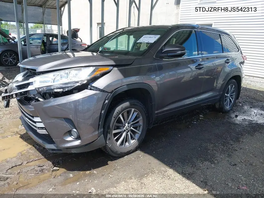 2018 Toyota Highlander Xle VIN: 5TDJZRFH8JS542313 Lot: 45238474