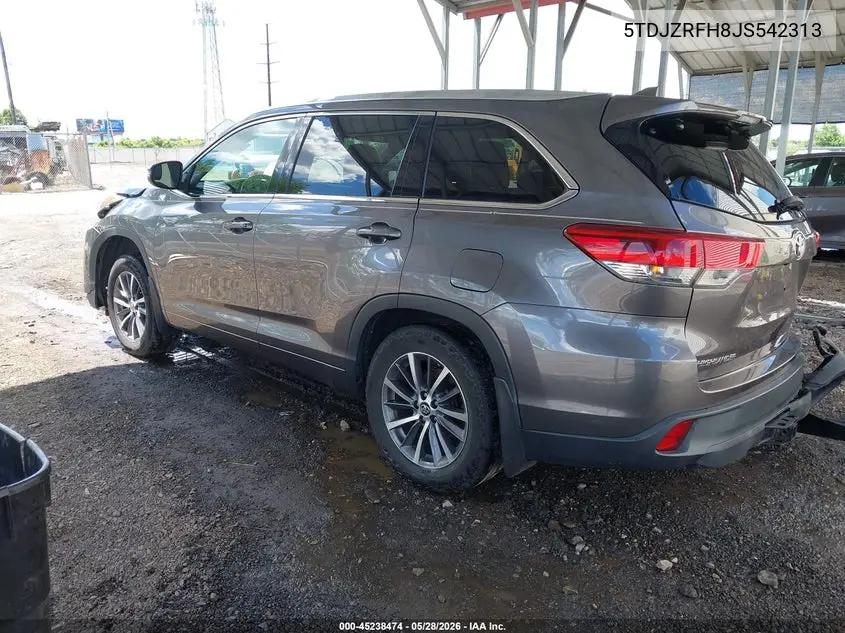 2018 Toyota Highlander Xle VIN: 5TDJZRFH8JS542313 Lot: 45238474