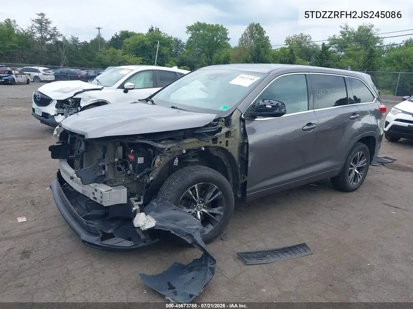 2018 Toyota Highlander Le VIN: 5TDZZRFH2JS245086 Lot: 45673788