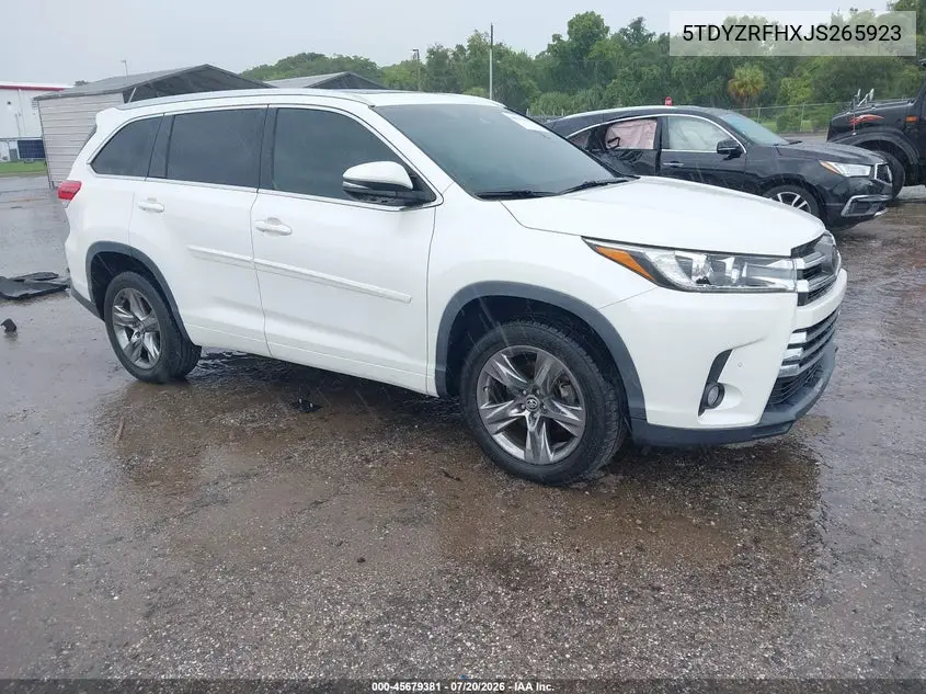 2018 Toyota Highlander Limited Platinum VIN: 5TDYZRFHXJS265923 Lot: 45679381
