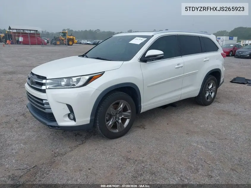 2018 Toyota Highlander Limited Platinum VIN: 5TDYZRFHXJS265923 Lot: 45679381