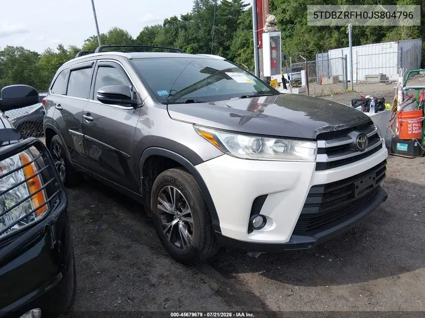 2018 Toyota Highlander Le Plus VIN: 5TDBZRFH0JS804796 Lot: 45679679