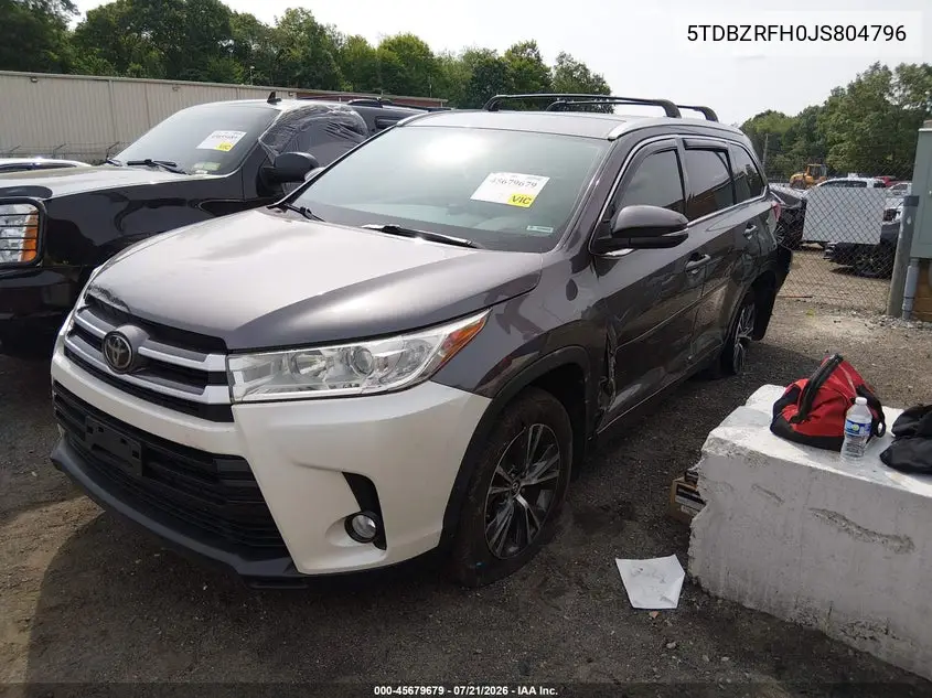 2018 Toyota Highlander Le Plus VIN: 5TDBZRFH0JS804796 Lot: 45679679