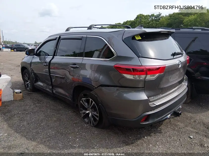 2018 Toyota Highlander Le Plus VIN: 5TDBZRFH0JS804796 Lot: 45679679