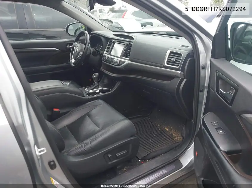 2019 Toyota Highlander Hybrid Limited VIN: 5TDDGRFH7KS072294 Lot: 45223951