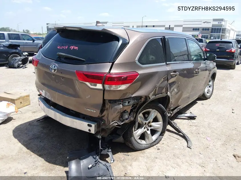 2019 Toyota Highlander Limited VIN: 5TDYZRFH8KS294595 Lot: 45677791