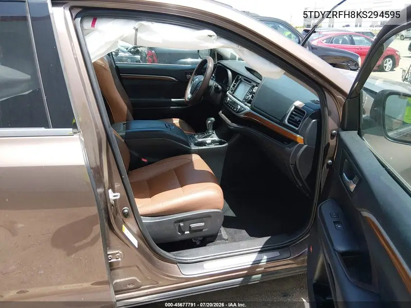 2019 Toyota Highlander Limited VIN: 5TDYZRFH8KS294595 Lot: 45677791