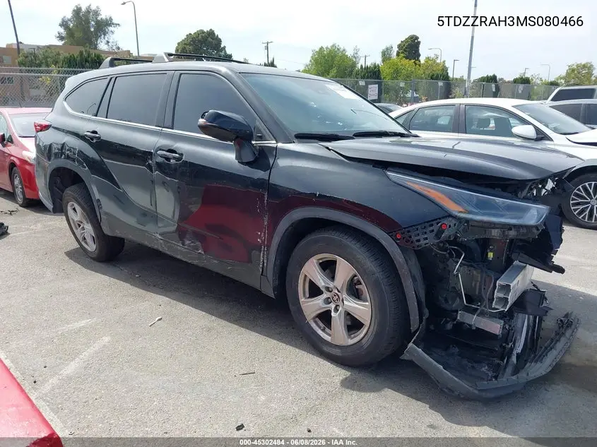 2021 Toyota Highlander Le VIN: 5TDZZRAH3MS080466 Lot: 45302484