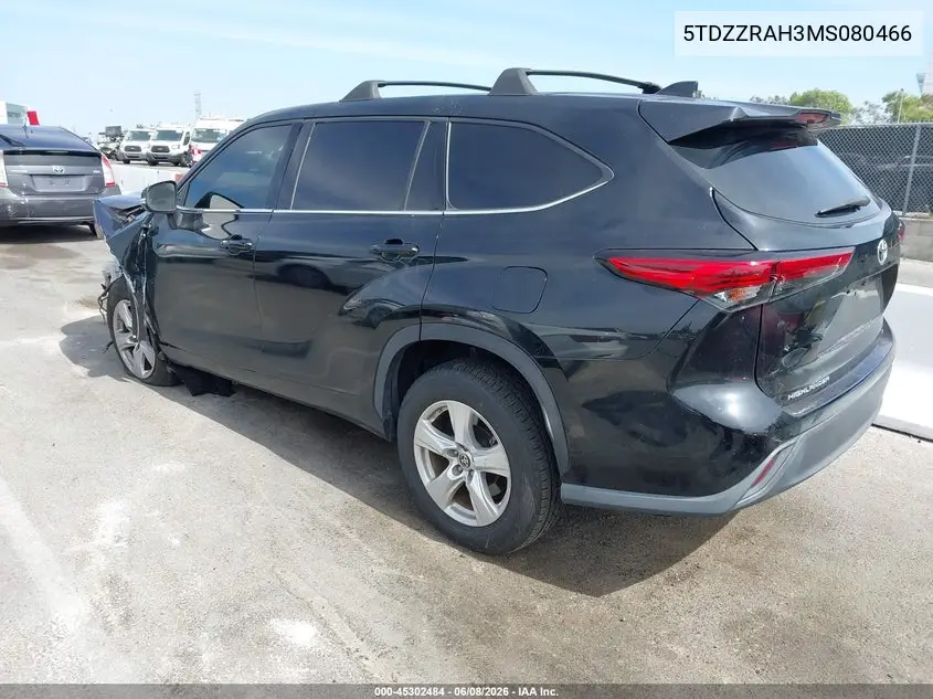 2021 Toyota Highlander Le VIN: 5TDZZRAH3MS080466 Lot: 45302484