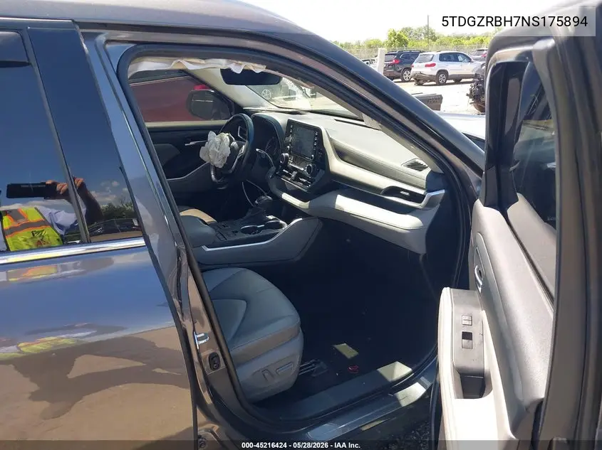 2022 Toyota Highlander Xle VIN: 5TDGZRBH7NS175894 Lot: 45216424