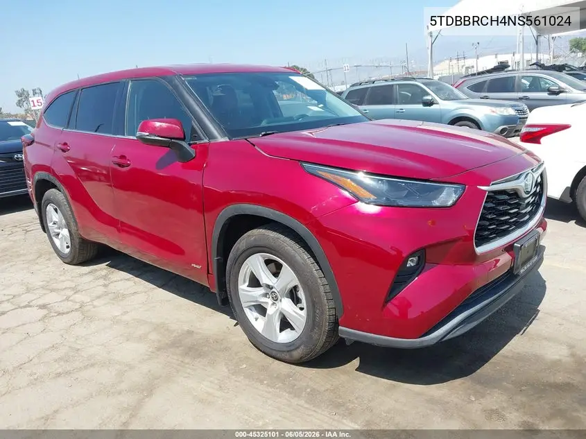 5TDBBRCH4NS561024 2022 Toyota Highlander Hybrid Le