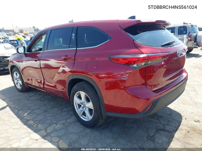 5TDBBRCH4NS561024 2022 Toyota Highlander Hybrid Le