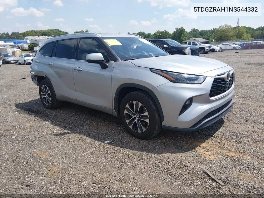 2022 Toyota Highlander Xle VIN: 5TDGZRAH1NS544332 Lot: 45375396