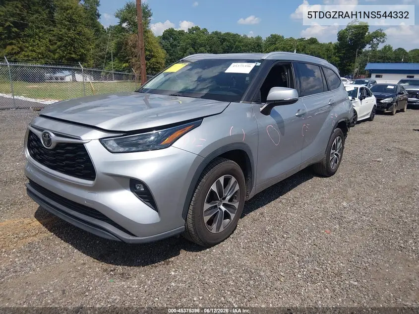 2022 Toyota Highlander Xle VIN: 5TDGZRAH1NS544332 Lot: 45375396