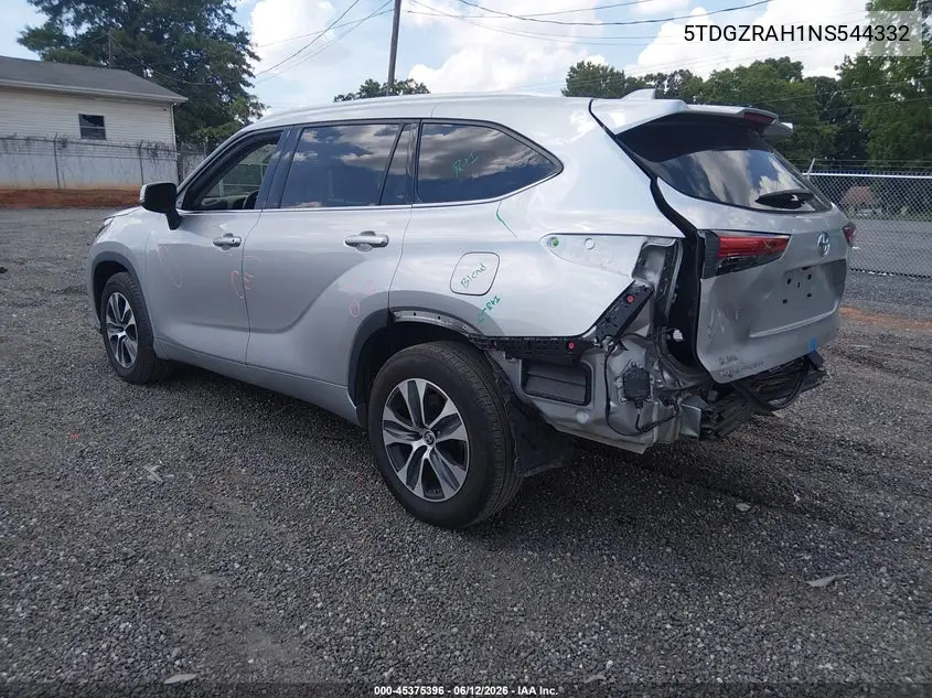 2022 Toyota Highlander Xle VIN: 5TDGZRAH1NS544332 Lot: 45375396