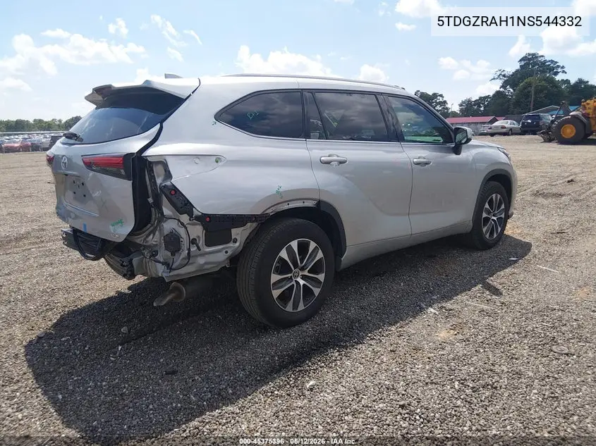 2022 Toyota Highlander Xle VIN: 5TDGZRAH1NS544332 Lot: 45375396