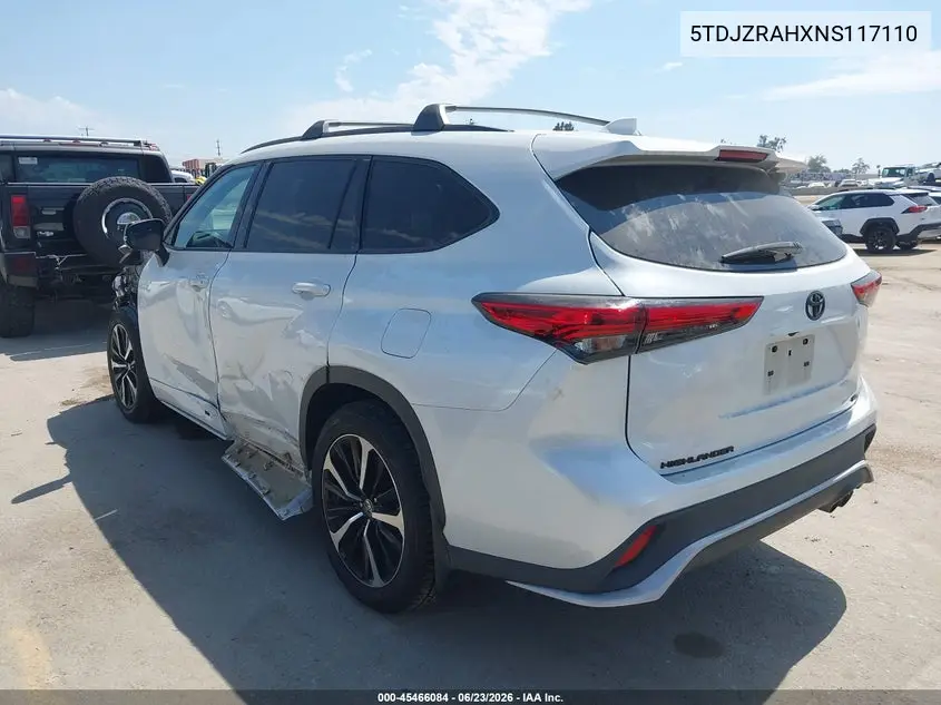 2022 Toyota Highlander Xse VIN: 5TDJZRAHXNS117110 Lot: 45466084