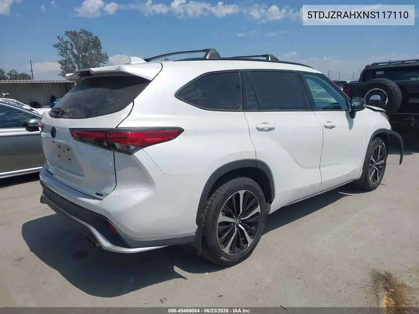 2022 Toyota Highlander Xse VIN: 5TDJZRAHXNS117110 Lot: 45466084