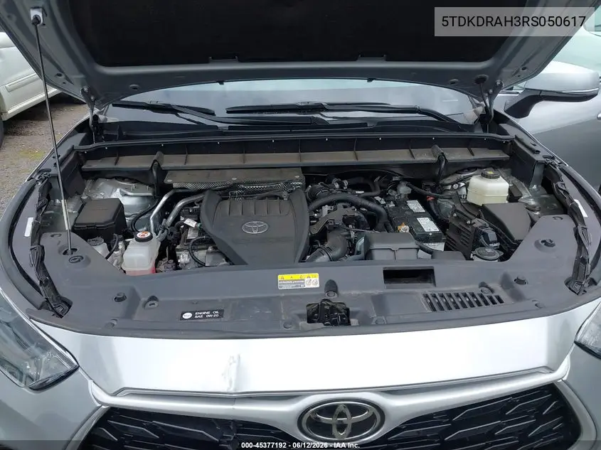 2024 Toyota Highlander Xle VIN: 5TDKDRAH3RS050617 Lot: 45377192