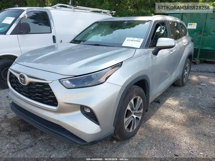 2024 Toyota Highlander Xle VIN: 5TDKDRAH3RS528258 Lot: 45484980