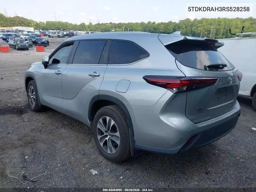 2024 Toyota Highlander Xle VIN: 5TDKDRAH3RS528258 Lot: 45484980