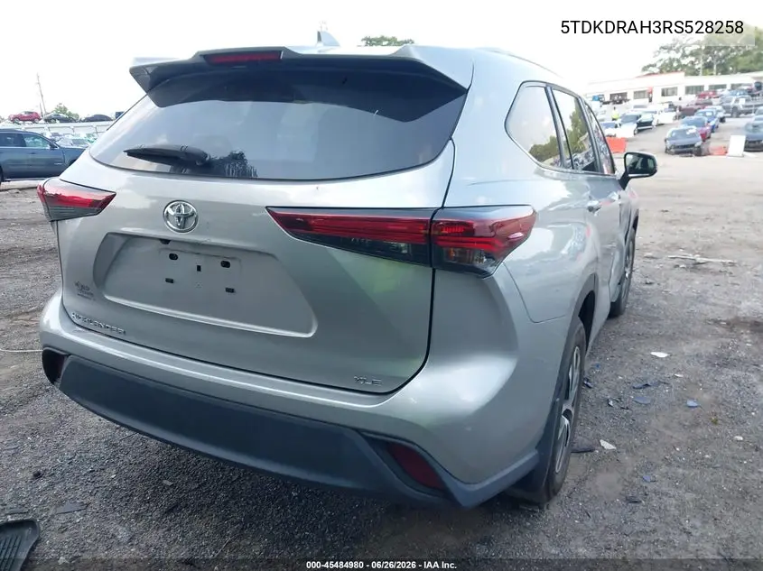 2024 Toyota Highlander Xle VIN: 5TDKDRAH3RS528258 Lot: 45484980