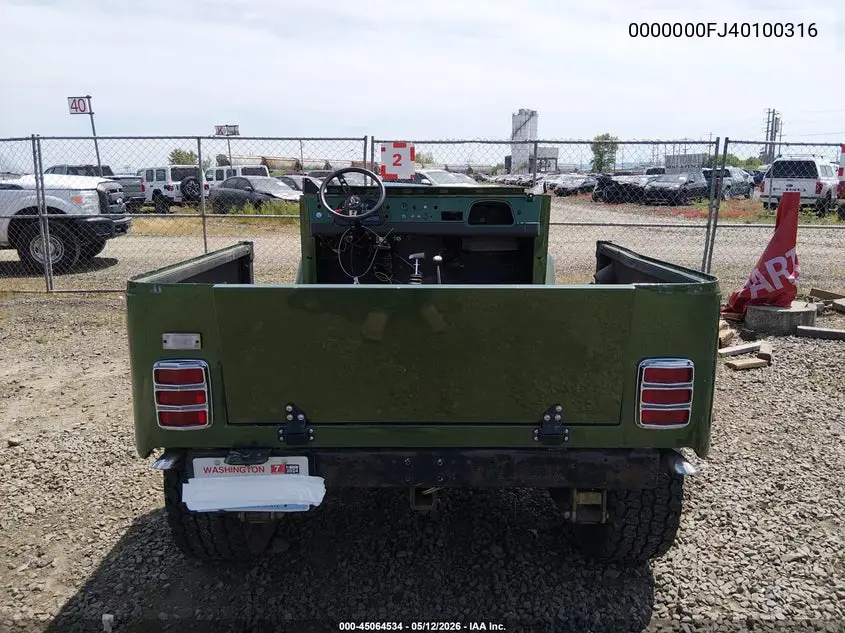 1971 Toyota Landcruiser VIN: 0000000FJ40100316 Lot: 45064534