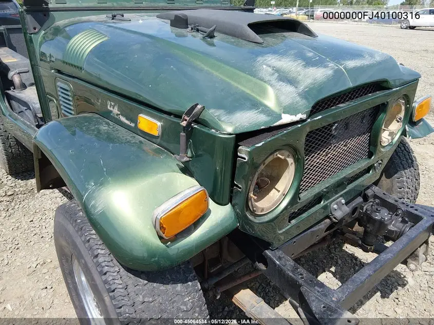 1971 Toyota Landcruiser VIN: 0000000FJ40100316 Lot: 45064534