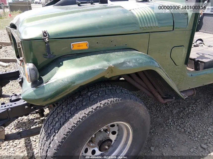 1971 Toyota Landcruiser VIN: 0000000FJ40100316 Lot: 45064534