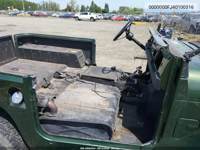 1971 Toyota Landcruiser VIN: 0000000FJ40100316 Lot: 45064534