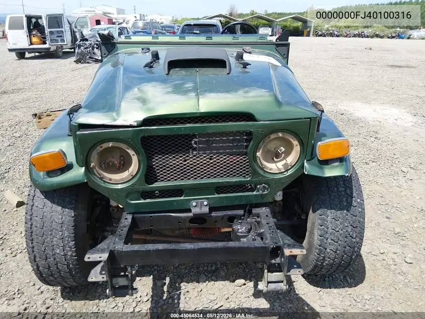 1971 Toyota Landcruiser VIN: 0000000FJ40100316 Lot: 45064534