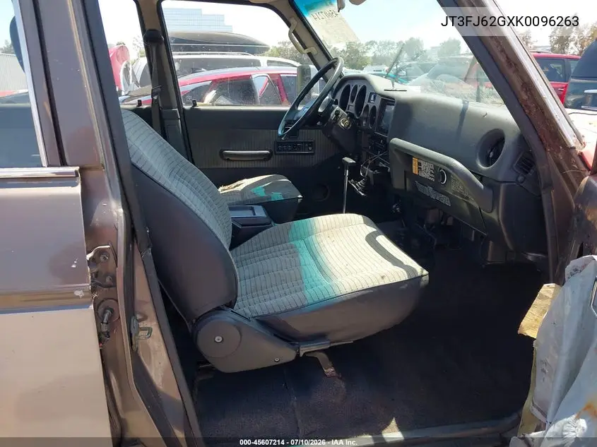 1989 Toyota Land Cruiser Fj62 Gx VIN: JT3FJ62GXK0096263 Lot: 45607214