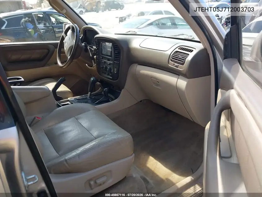 2001 Toyota Land Cruiser VIN: JTEHT05J712003703 Lot: 45667116