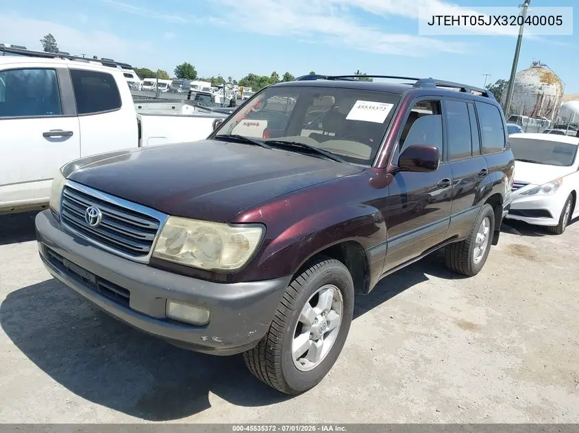 2003 Toyota Land Cruiser VIN: JTEHT05JX32040005 Lot: 45535372