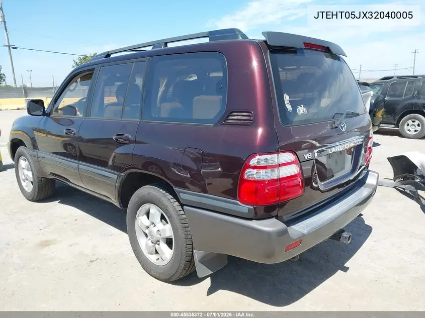 2003 Toyota Land Cruiser VIN: JTEHT05JX32040005 Lot: 45535372