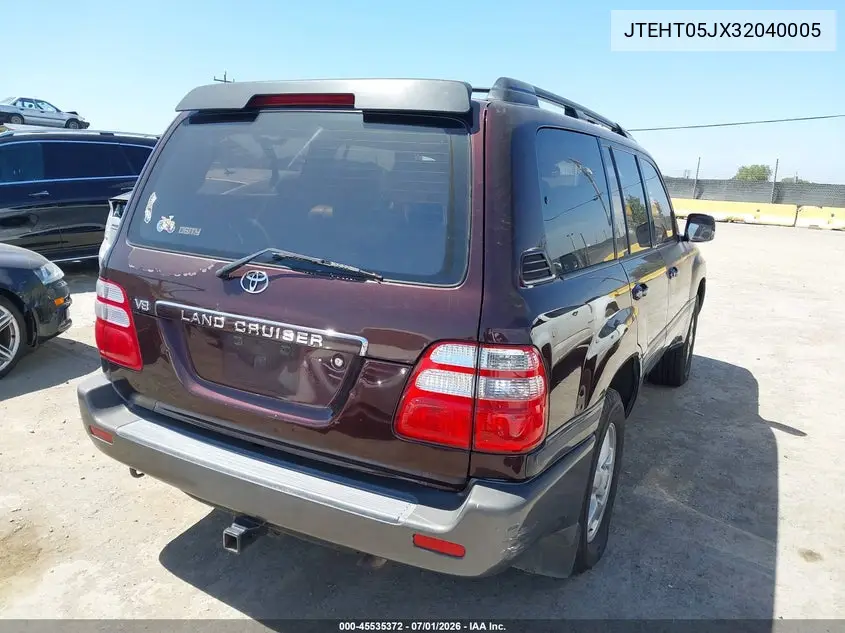 2003 Toyota Land Cruiser VIN: JTEHT05JX32040005 Lot: 45535372