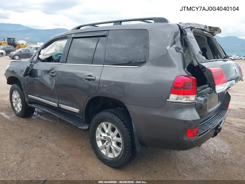 2016 Toyota Land Cruiser V8 VIN: JTMCY7AJ0G4040104 Lot: 45486086