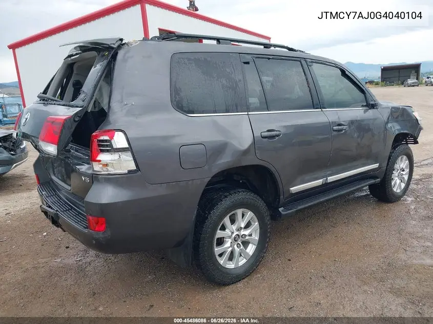 2016 Toyota Land Cruiser V8 VIN: JTMCY7AJ0G4040104 Lot: 45486086