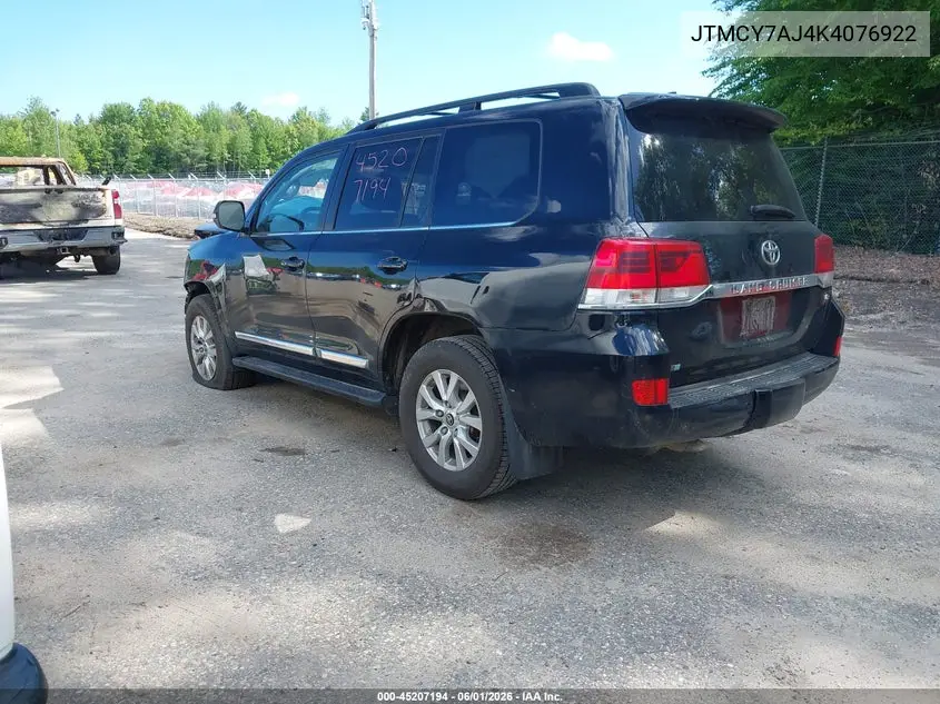 2019 Toyota Land Cruiser V8 VIN: JTMCY7AJ4K4076922 Lot: 45207194