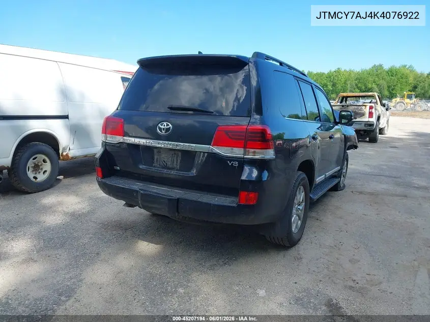 2019 Toyota Land Cruiser V8 VIN: JTMCY7AJ4K4076922 Lot: 45207194