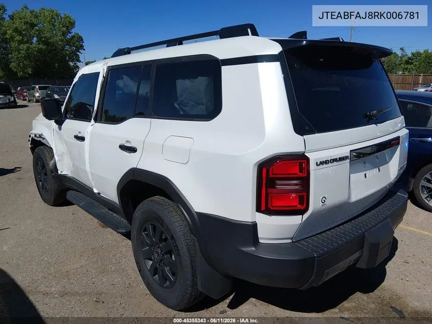 2024 Toyota Land Cruiser Base VIN: JTEABFAJ8RK006781 Lot: 45355343