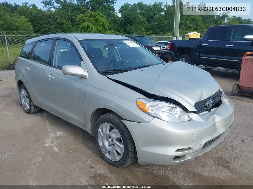 2003 Toyota Matrix Xr VIN: 2T1KR32E63C004833 Lot: 45243706